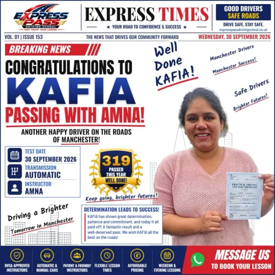 🎉 More success, more smiles! Well done on passing your driving test with Express Pass Driving Scho…