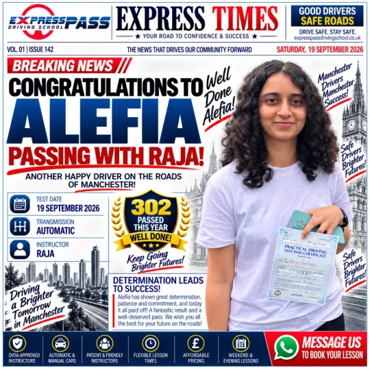 🎉 Another first-time pass in Manchester! Express Pass is so proud of your hard work. Happy motorin…