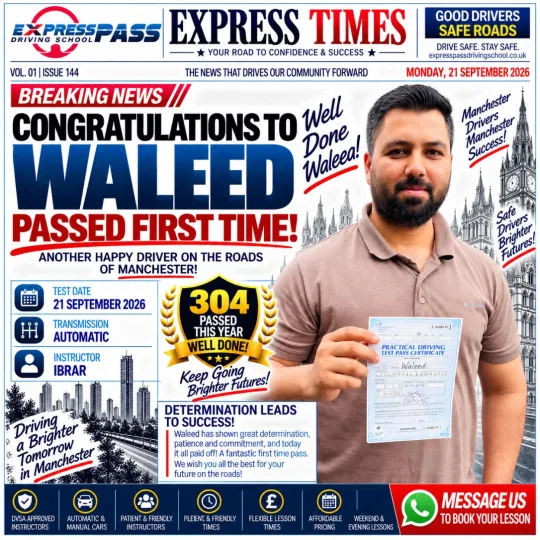 🎉 Another first-time pass in Manchester! Express Pass is so proud of your hard work. Happy motorin…