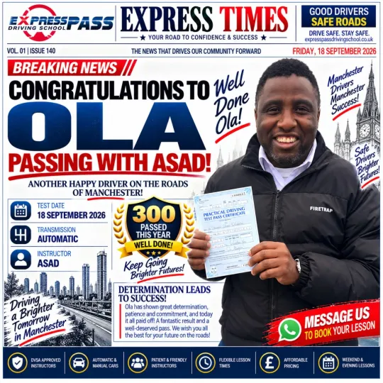 🎉 1st time pass! Hard work paid off with Express Pass Driving School. Wishing you many safe journe…