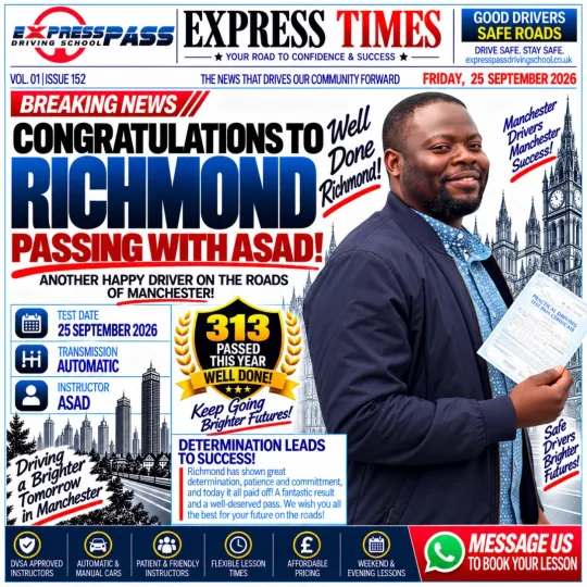 🚗 Nailed it first time! Congratulations on passing your test with Express Pass. Wishing you smooth…
