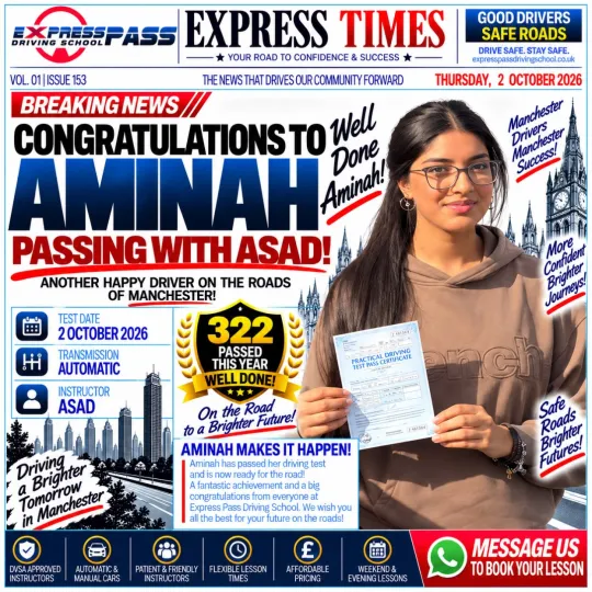👏 Hard work pays off! Congratulations on your driving test success. Wishing you endless happy jour…
