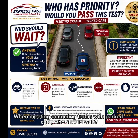 🚗 WHO HAS PRIORITY? Would You Get This Right on Your Driving Test? #DrivingTestTips #MeetingTraffi…