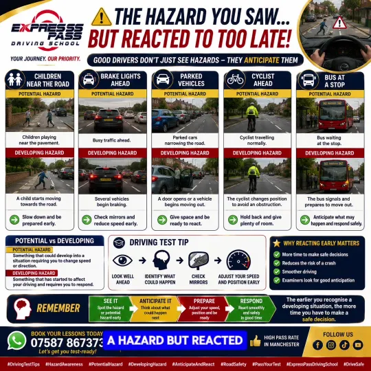 ⚠️ YOU SAW THE HAZARD… BUT DID YOU REACT TOO LATE? 👀 Passing your driving test isn’t just about se…